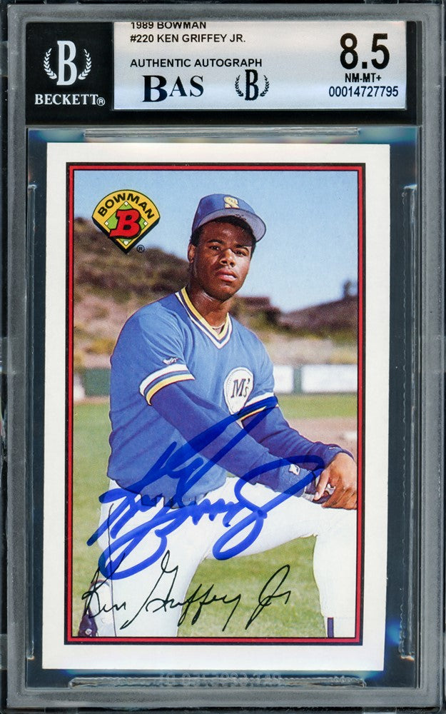 Ken Griffey Jr. Autographed 1989 Bowman Rookie Card #220 Seattle Mariners BGS 8.5 Auto Grade Gem Mint 10 Beckett BAS #14727795