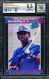 Ken Griffey Jr. Autographed 1989 Donruss Rated Rookie Card #33 Seattle Mariners BGS 8.5 Auto Grade Gem Mint 10 Beckett BAS #14727797