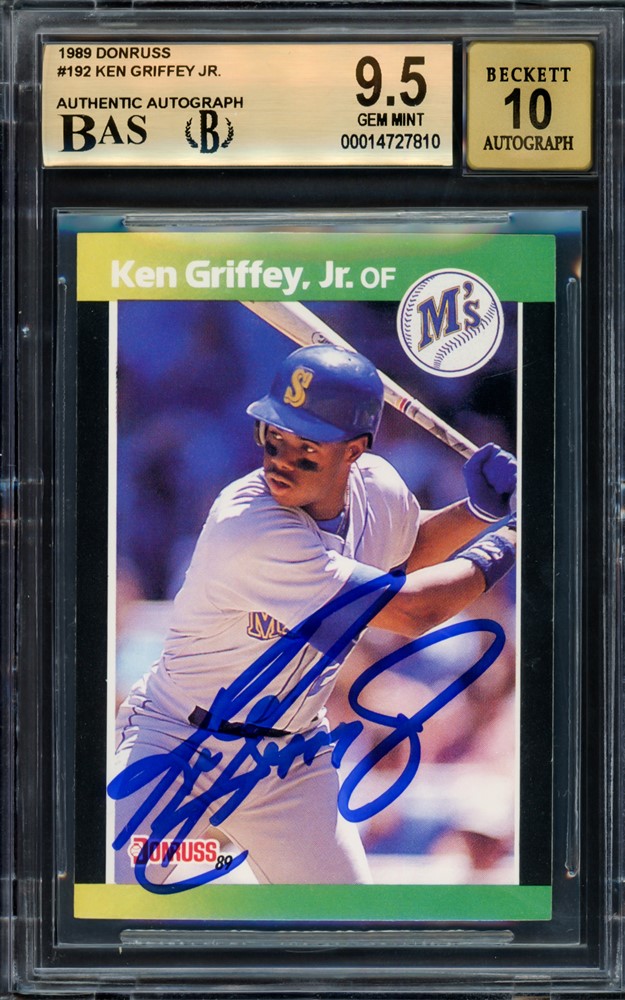 Ken Griffey Jr. Autographed 1989 Donruss Rookie Card #192 Seattle Mariners BGS 9.5 Auto Grade Gem Mint 10 Beckett BAS #14727810