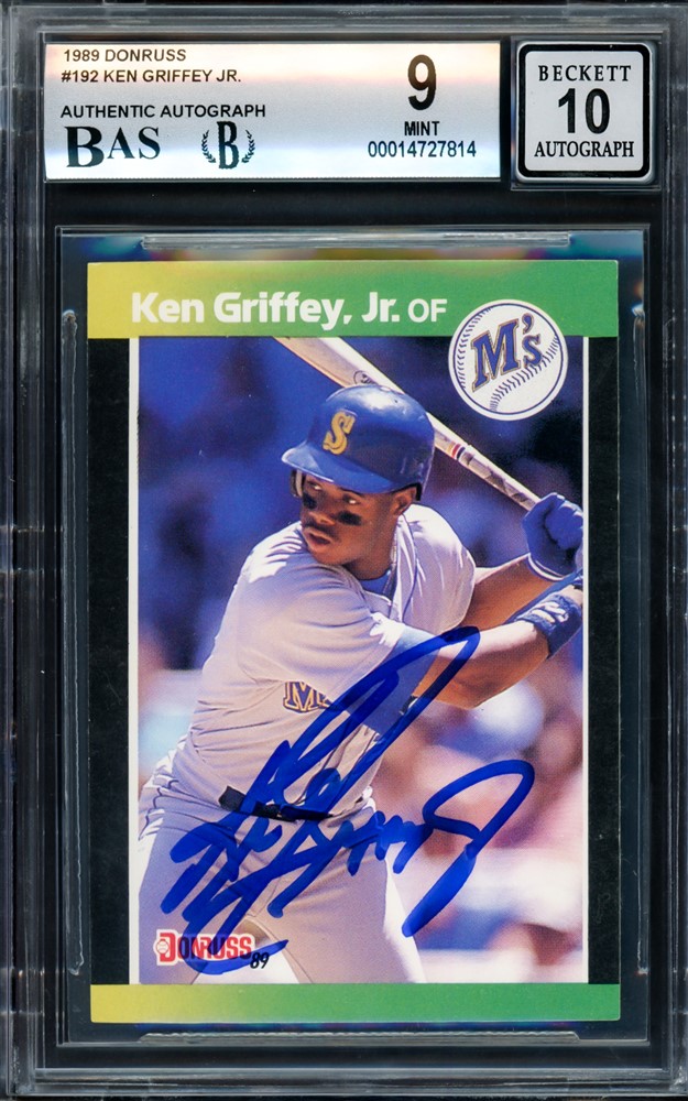 Ken Griffey Jr. Autographed 1989 Donruss Rookie Card #192 Seattle Mariners BGS 9 Auto Grade Gem Mint 10 Beckett BAS #14727814