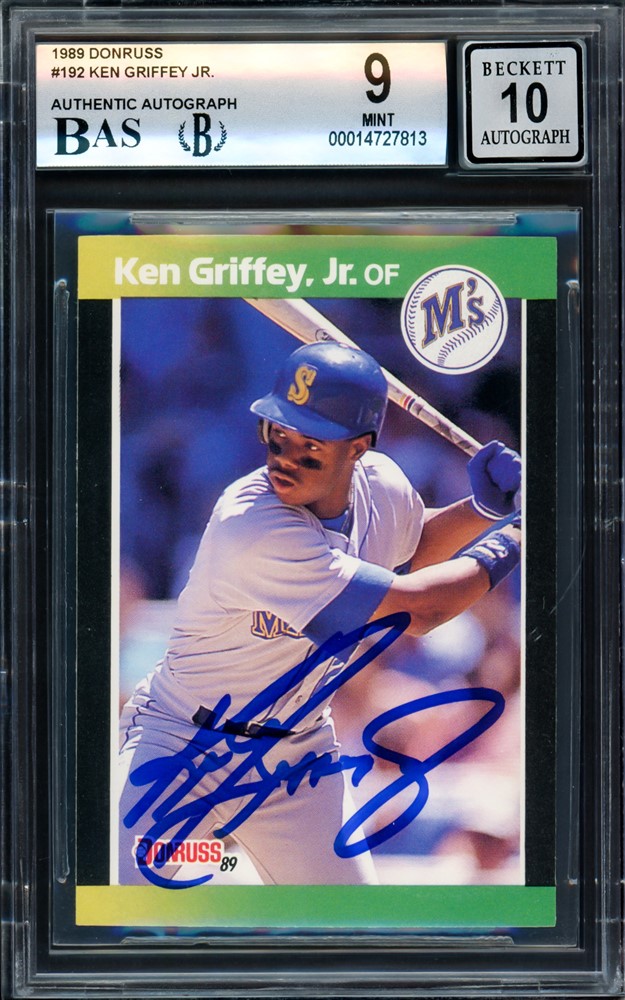 Ken Griffey Jr. Autographed 1989 Donruss Rookie Card #192 Seattle Mariners BGS 9 Auto Grade Gem Mint 10 Beckett BAS #14827813