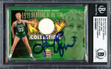 Larry Bird Autographed 2001-02 Fleer Focus ROY Jersey Card #10 Boston Celtics Game Used Patch (Smudged) Beckett BAS Witness #16868903