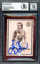 Larry Bird Autographed 2007-08 Upper Deck Artifacts Card #183 Boston Celtics Auto Grade Gem Mint 10 #202/999 Beckett BAS Witness #16863232