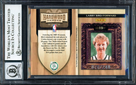 Larry Bird Autographed 2009-10 Court Kings Hardwood Heroes Card #19 Boston Celtics Auto Grade Gem Mint 10 #078/249 Beckett BAS Witness #16862765