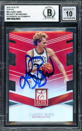 Larry Bird Autographed 2014-15 Elite Status Card #94 Boston Celtics Auto Grade Gem Mint 10 #62/67 Beckett BAS Witness #16862983