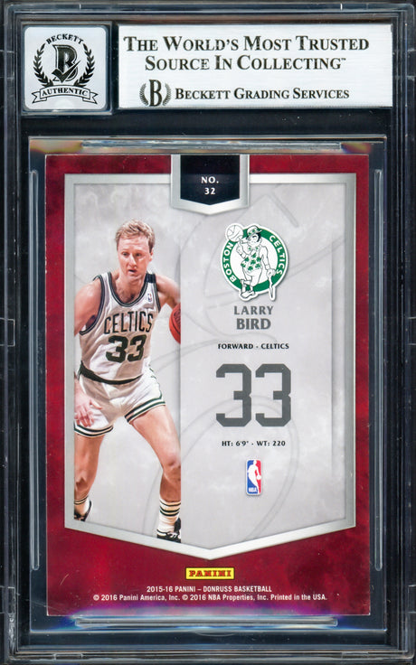 Larry Bird Autographed 2015-16 Elite Series Inserts Card #32 Boston Celtics Auto Grade Gem Mint 10 #28/99 Beckett BAS Witness #16863227