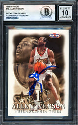 Allen Iverson Autographed 1998-99 Hoops Card #70 Philadelphia 76ers Auto Grade Gem Mint 10 Beckett BAS Witness #17004973