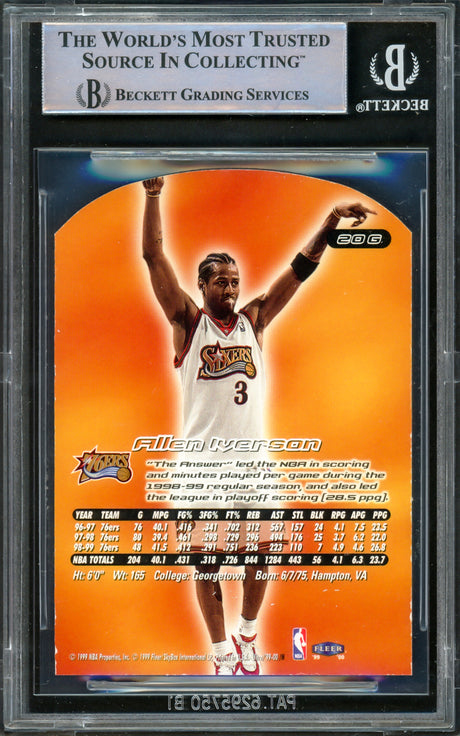 Allen Iverson Autographed 1999-00 Fleer Ultra Gold Medallion Card #20 Philadelphia 76ers Beckett BAS Witness #16562965