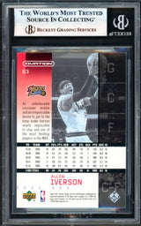 Allen Iverson Autographed 2002-03 Upper Deck Ovation Card #63 Philadelphia 76ers (Smudged) Beckett BAS Witness #17005745