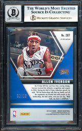 Allen Iverson Autographed 2019-20 Panini Mosaic Fast Break Blue Card #287 Philadelphia 76ers Auto Grade Gem Mint 10 #22/85 Beckett BAS Witness #17004072