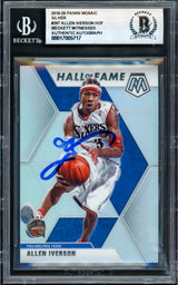 Allen Iverson Autographed 2019-20 Panini Mosaic Silver Card #287 Philadelphia 76ers Beckett BAS Witness #17005717