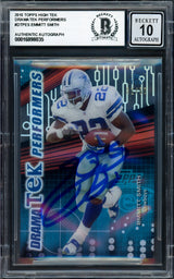 Emmitt Smith Autographed 2015 Topps High Tek Drama Tek Performers Card #DTPES Dallas Cowboys Auto Grade Gem Mint 10 #31/50 Beckett BAS #16898035