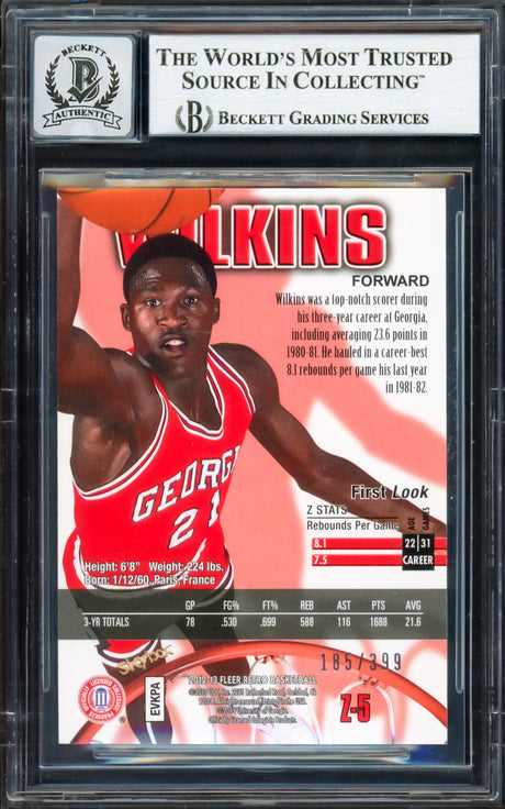 Dominique Wilkins Autographed 2012-13 Fleer Retro 97-98 Z-Force Rave Card #Z5 Atlanta Hawks Auto Grade Gem Mint 10 "HH Film" #185/399 Beckett BAS Witness #16866627