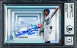 Julio Rodriguez Autographed 2022 Bowman Chrome in 3D Rookie Card #B3D-16 Seattle Mariners Auto Grade Gem Mint 10 Beckett BAS #17040221