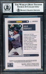 Julio Rodriguez Autographed 2022 Panini Luminance Rookie Card #15 Seattle Mariners Auto Grade Gem Mint 10 Beckett BAS #17040176