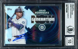 Julio Rodriguez Autographed 2022 Topps Generation Now Rookie Card #GN-62 Seattle Mariners Auto Grade Gem Mint 10 Beckett BAS #17040206