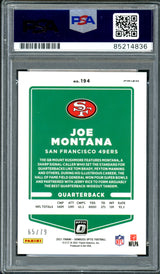 Joe Montana Autographed 2021 Donruss Optic Prizm Orange Card #194 San Francisco 49ers Auto Grade Gem Mint 10 #65/79 PSA/DNA #85214836