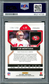 Joe Montana Signed 2021 Panini Prizm Blue Card #60 PSA Gem Mint 10 | 49ers