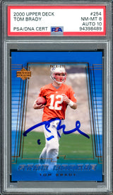 Tom Brady Autographed 2000 Upper Deck Rookie Card #254 New England Patriots PSA 8 Auto Grade Gem Mint 10 PSA/DNA #94398489