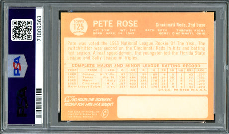 Pete Rose Autographed 1964 Topps Card #125 Cincinnati Reds PSA 7 Auto Grade Gem Mint 10 PSA/DNA #71809363