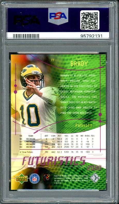 Tom Brady Autographed 2000 U.D. Ionix Rookie Card #77 New England Patriots PSA 8 Auto Grade Gem Mint 10 PSA/DNA #95792131