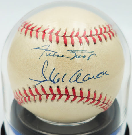 Willie Mays & Hank Aaron Autographed Official NL Baseball Auto Grade Gem Mint 10 Beckett BAS #17042244