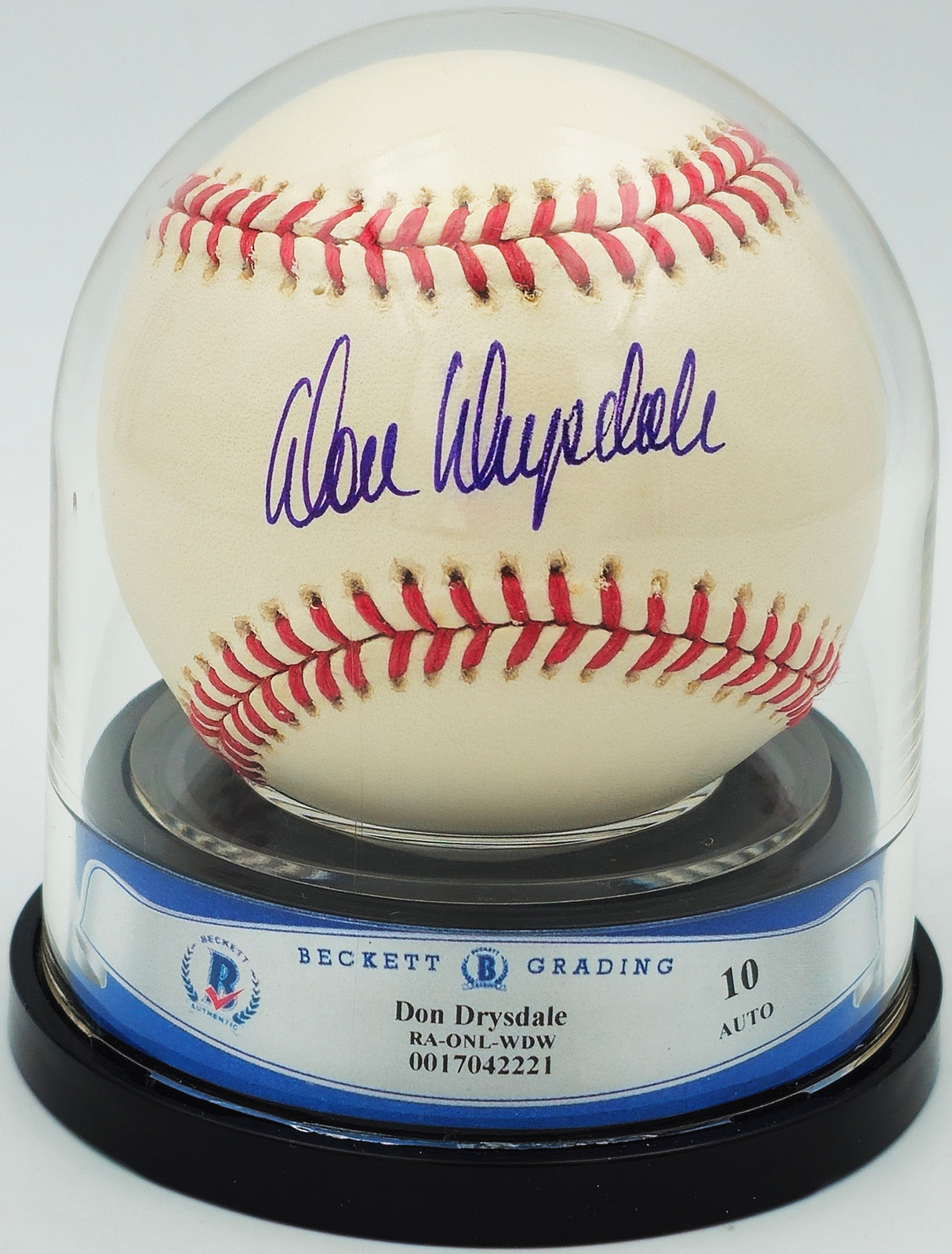 Don Drysdale Autographed Official NL Baseball Los Angeles Dodgers Auto Grade Gem Mint 10 Beckett BAS #17042221