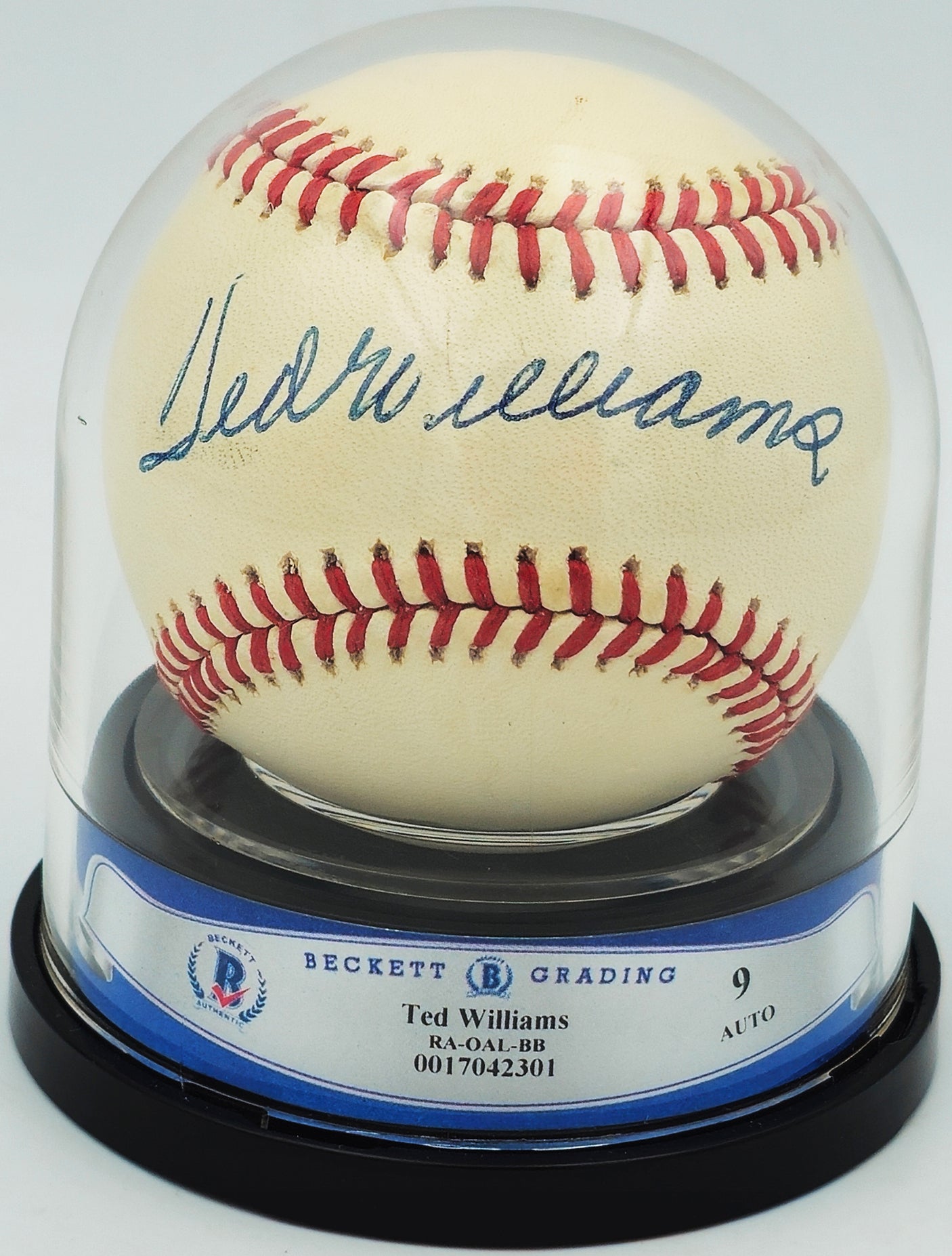 Ted Williams Autographed Official AL Baseball Boston Red Sox Auto Grade Mint 9 Beckett BAS #17042301