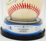 Carl Yastrzemski Autographed Official AL Baseball Boston Red Sox Auto Grade Mint 9 Beckett BAS #17042277