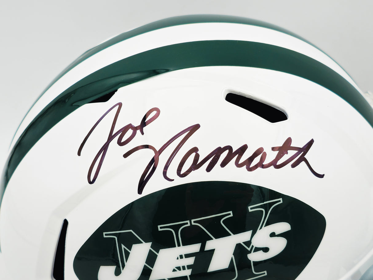 Joe Namath Autographed New York Jets White 1965-77 Throwback Full Size Speed Replica Helmet PSA/DNA Stock #235426