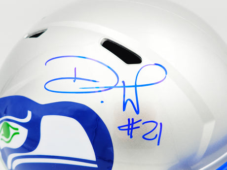 Devon Witherspoon Autographed Seattle Seahawks Silver 1983-01 Throwback Full Size Speed Replica Helmet MCS Holo Stock #235445