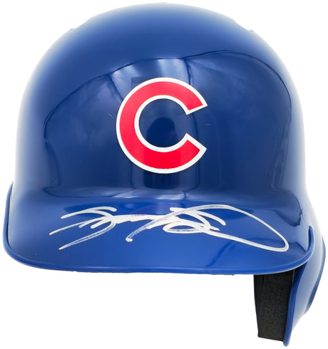 Sammy Sosa Autographed Chicago Cubs Blue Mini Helmet Beckett BAS Witness Stock #235464