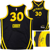 Golden State Warriors Stephen Curry Autographed Black Nike Swingman City Edition Jersey Size 48 "Wardell" Beckett BAS Witness Stock #235505