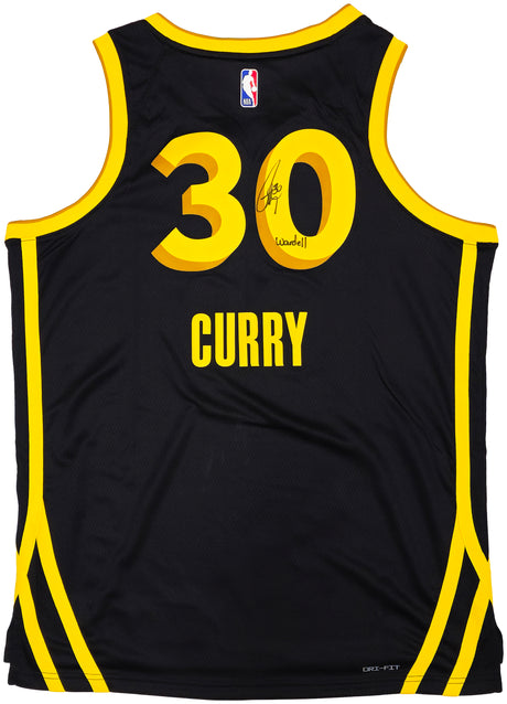 Golden State Warriors Stephen Curry Autographed Black Nike Swingman City Edition Jersey Size 48 "Wardell" Beckett BAS Witness Stock #235505