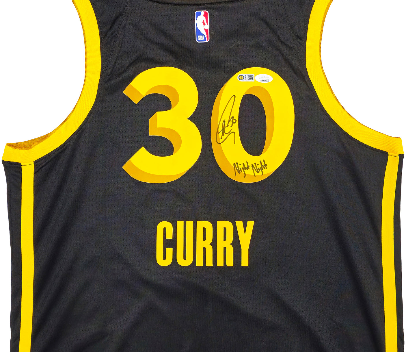 Golden State Warriors Stephen Curry Autographed Black Nike Swingman City Edition Jersey Size 48 "Night Night" JSA Stock #235506