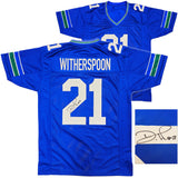 Seattle Seahawks Devon Witherspoon Autographed Blue Throwback Jersey MCS Holo Stock #235452