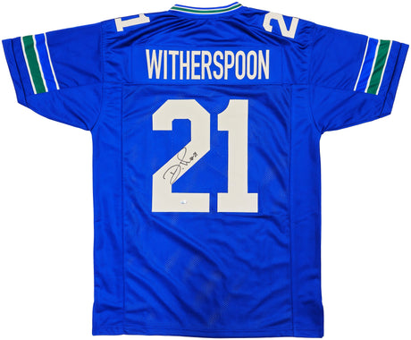 Seattle Seahawks Devon Witherspoon Autographed Blue Throwback Jersey MCS Holo Stock #235452