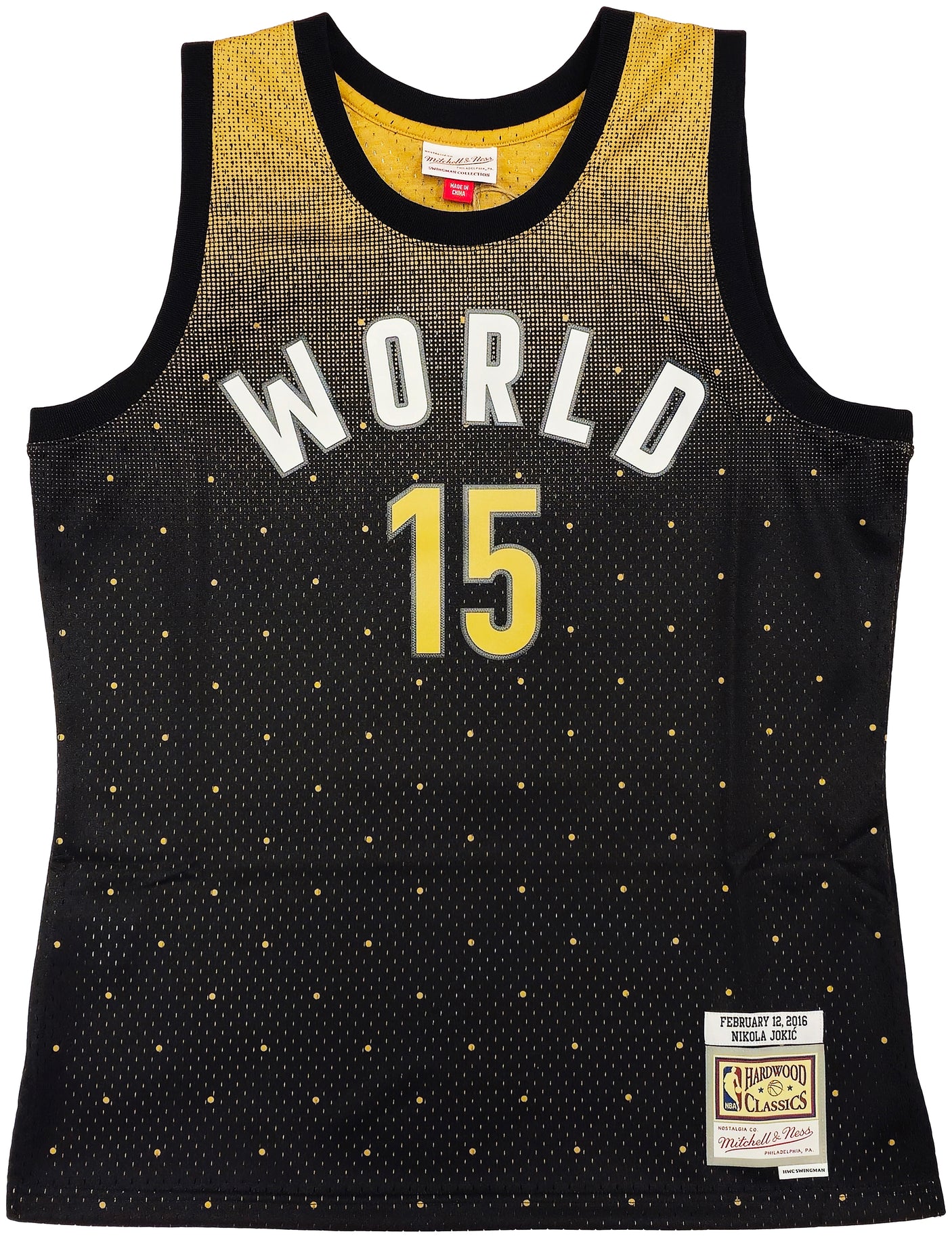 Denver Nuggets Nikola Jokic Autographed Black Authentic Mitchell & Ness HWC Swingman 2016 All Star Game World Jersey Size L JSA Stock #235498