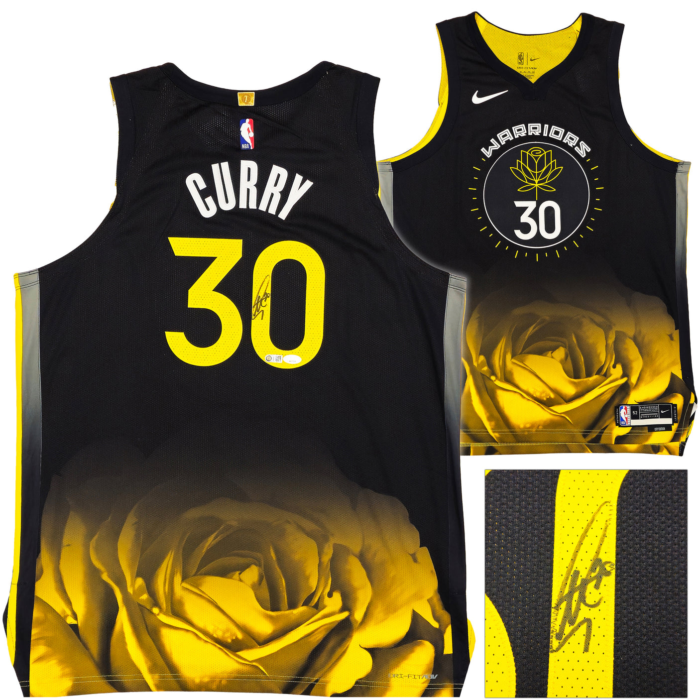 Golden State Warriors Stephen Curry Autographed Black Nike City Edition Jersey Size 52+2 JSA Stock #235474