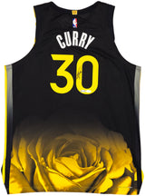 Golden State Warriors Stephen Curry Autographed Black Nike City Edition Jersey Size 52+2 JSA Stock #235474