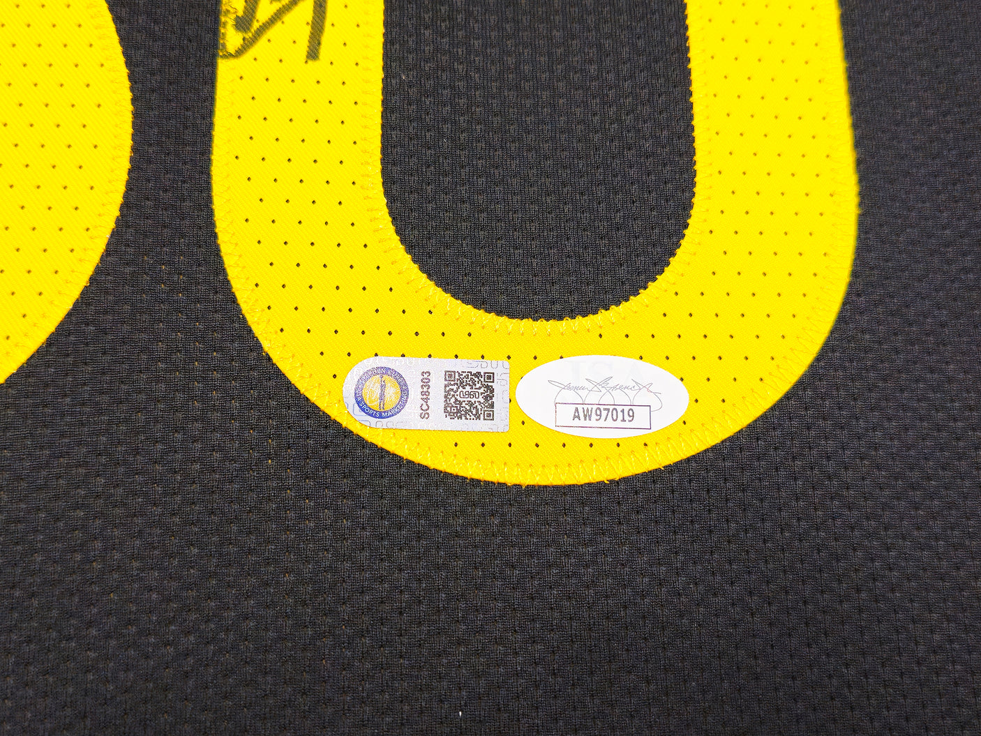 Golden State Warriors Stephen Curry Autographed Black Nike City Edition Jersey Size 52+2 JSA Stock #235474