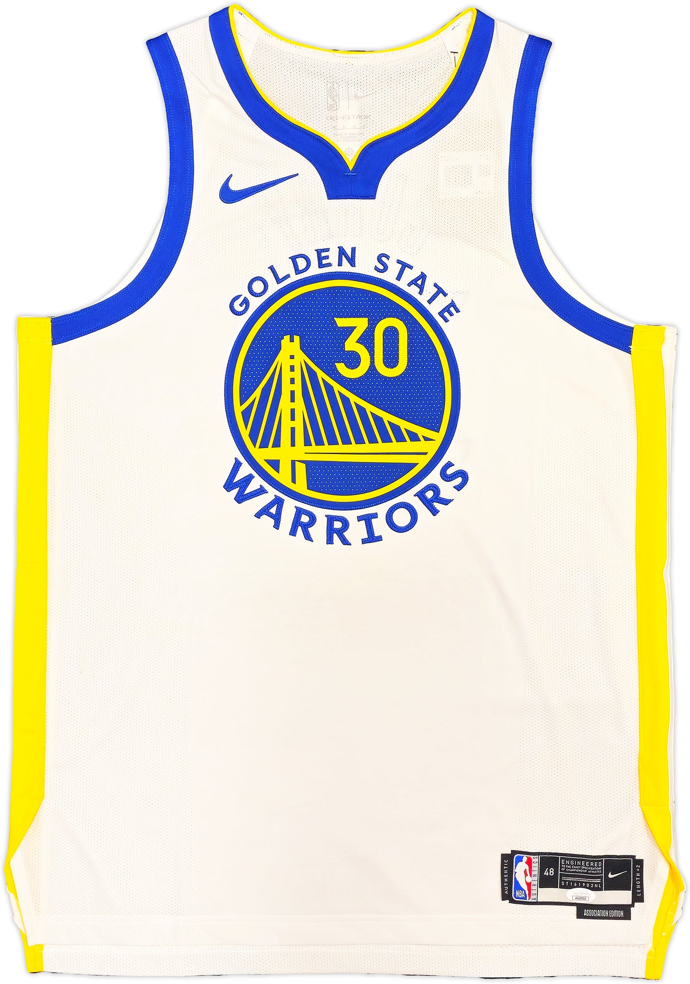 Golden State Warriors Stephen Curry Autographed White Nike Association Edition Jersey Size 48+2 JSA Stock #235472