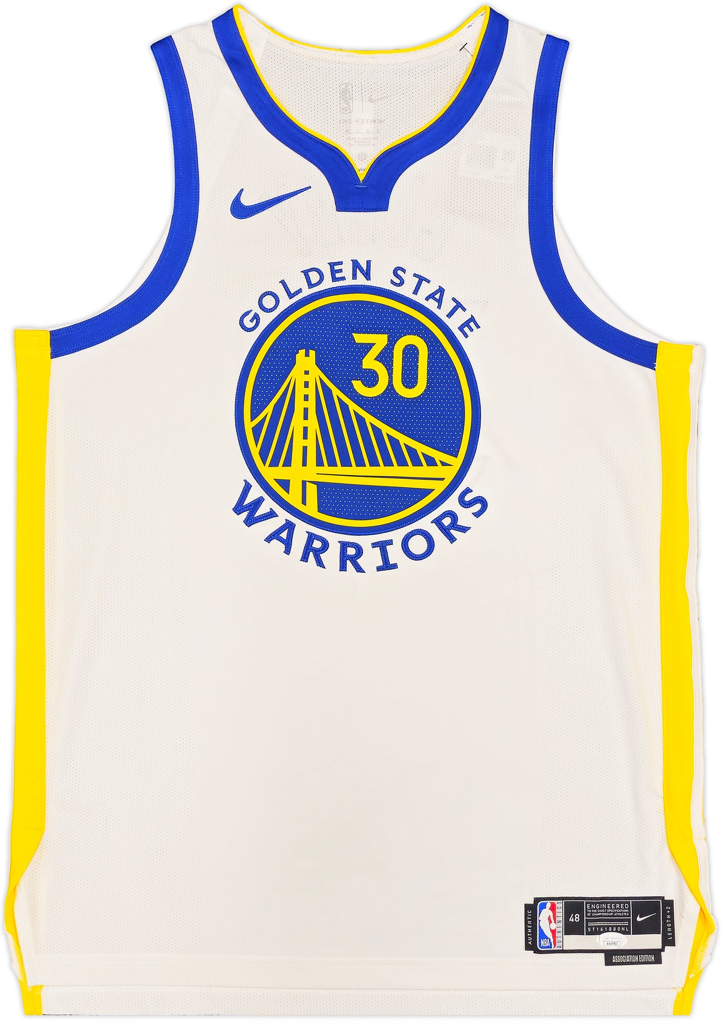 Golden State Warriors Stephen Curry Autographed White Nike Association Edition Jersey Size 48+2 JSA Stock #235471