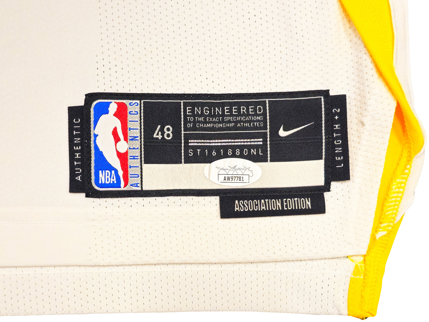 Golden State Warriors Stephen Curry Autographed White Nike Association Edition Jersey Size 48+2 JSA Stock #235471