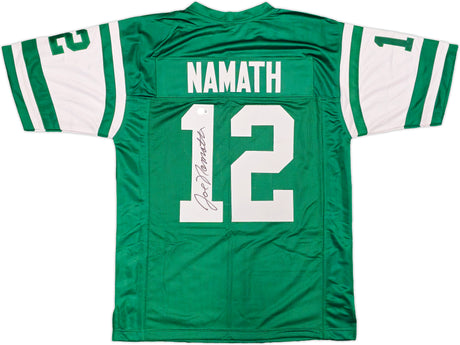 New York Jets Joe Namath Autographed Green Jersey Beckett BAS Witness Stock #235428