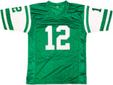 New York Jets Joe Namath Autographed Green Jersey Beckett BAS Witness Stock #235428