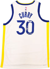 Golden State Warriors Stephen Curry Autographed White Nike Swingman Association Edition Jersey Size 48 "I Can Do All Things ..." JSA Stock #235507