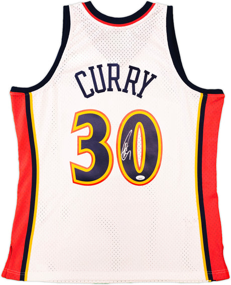 Golden State Warriors Stephen Curry Autographed White Authentic Mitchell & Ness 2009-10 HWC Swingman Rookie Year Jersey Size L JSA Stock #235499