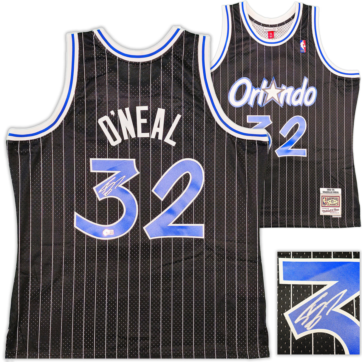 Orlando Magic Shaquille Shaq O'Neal Autographed Black Authentic Mitchell & Ness 1994-95 HWC Swingman Jersey Size XL Beckett BAS Witness Stock #235521