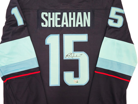 Seattle Kraken Riley Sheahan Autographed Blue Fanatics Breakaway Jersey Size XL With Inaugural Season Patch Fanatics Holo Stock #235590